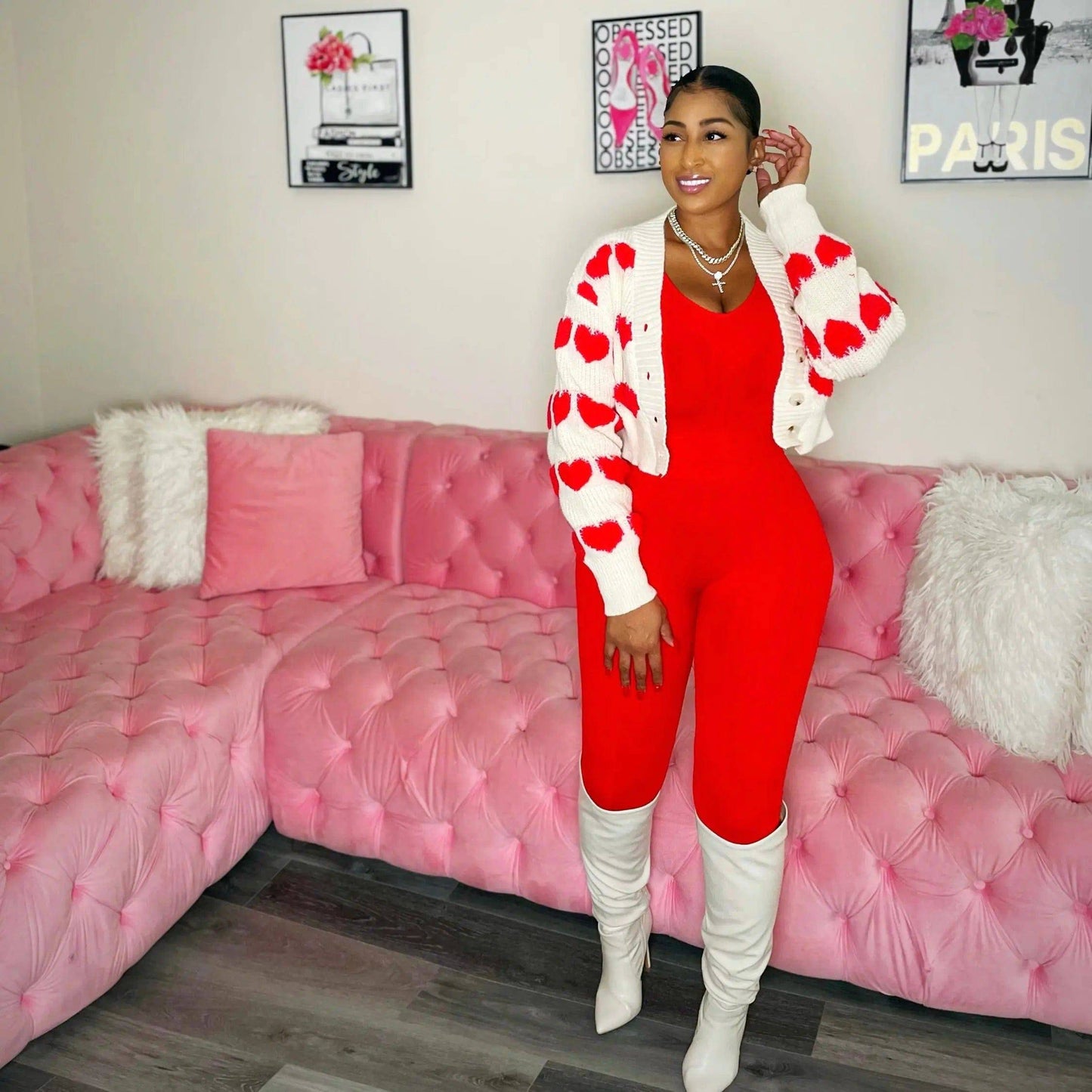 Cute Little Vibe Cropped Sweater Red - Shop NSJ Collection