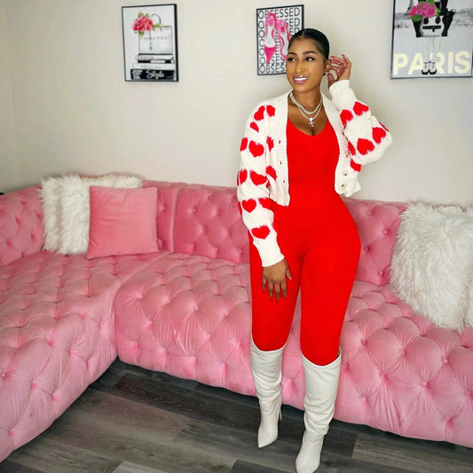 Cute Little Vibe Cropped Sweater Red - Shop NSJ Collection