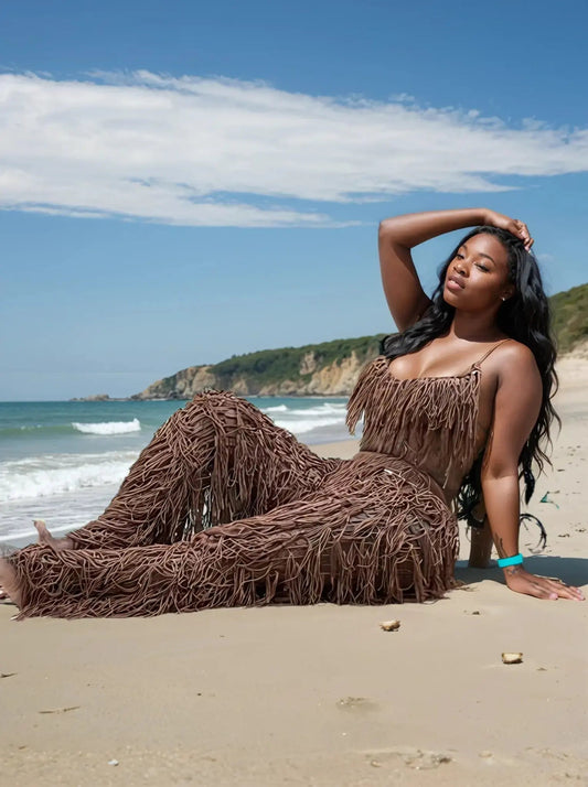 Flights Not Feelings Beach Set Brown - Shop NSJ Collection