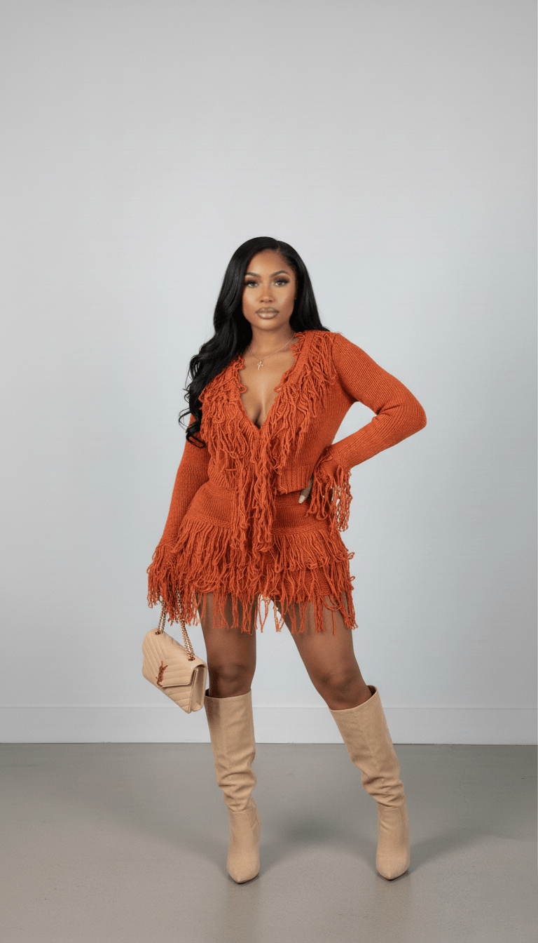 All About You Crochet Set Orange - Baddies Shop NSJ
