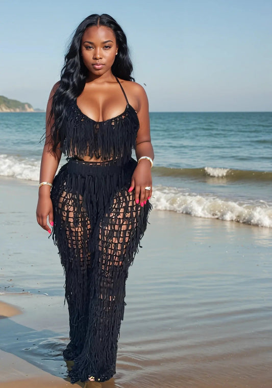 Flights Not Feelings Beach Set Black - Shop NSJ Collection