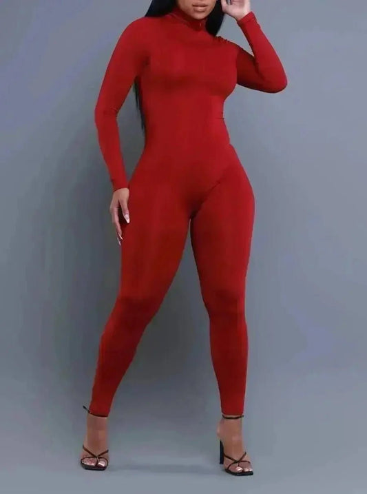 In It To Win It Jumpsuit Burgundy - Shop NSJ Collection