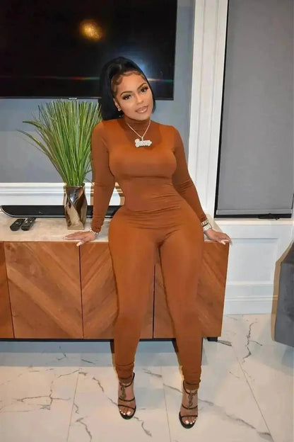 In It To Win It Jumpsuit Mocha - Shop NSJ Collection