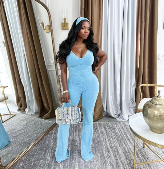 On The Go Jumpsuit Aqua - Shop NSJ Collection