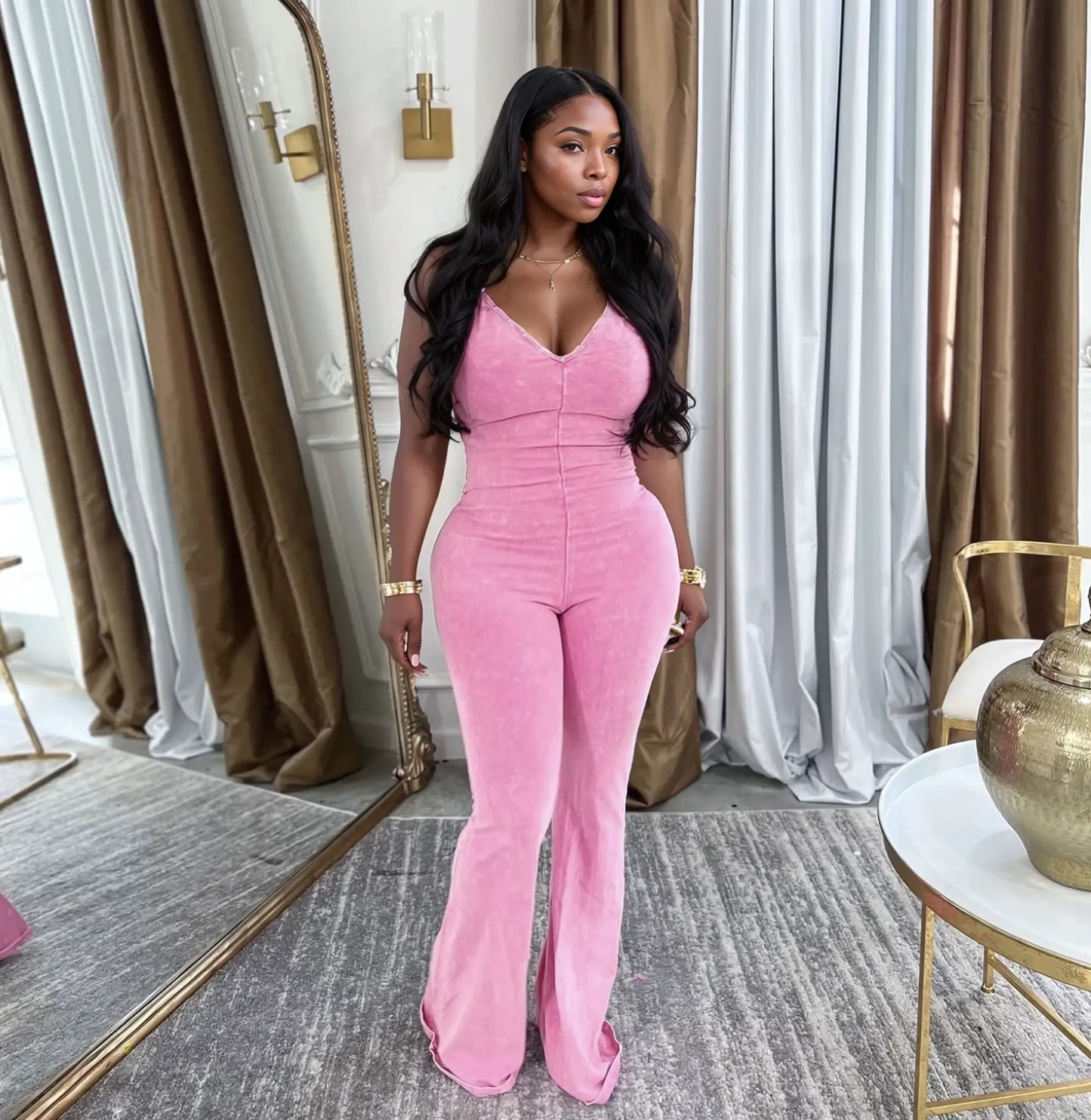 On The Go Jumpsuit Bubblegum - Shop NSJ Collection