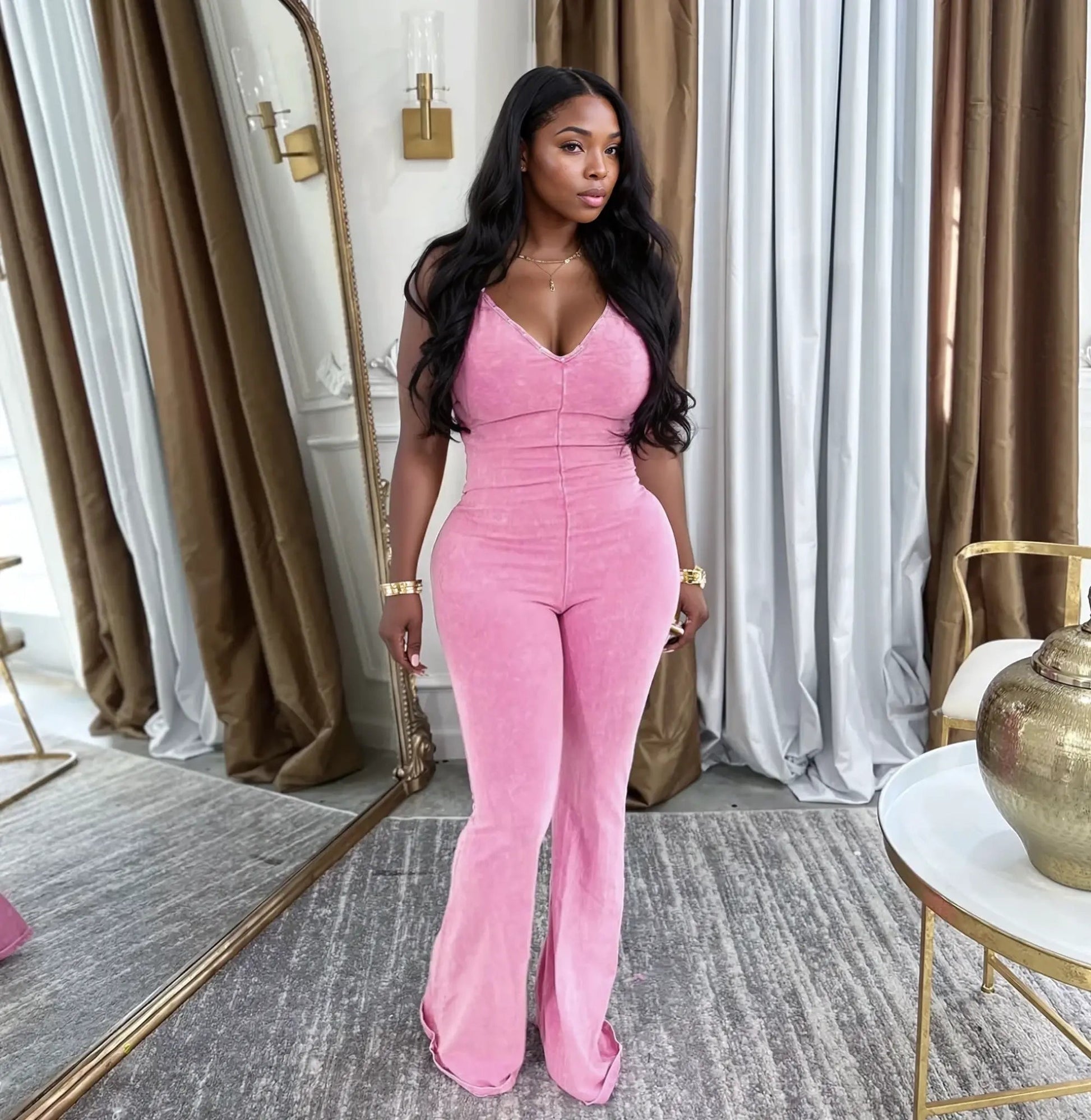 On The Go Jumpsuit Bubblegum - Shop NSJ Collection