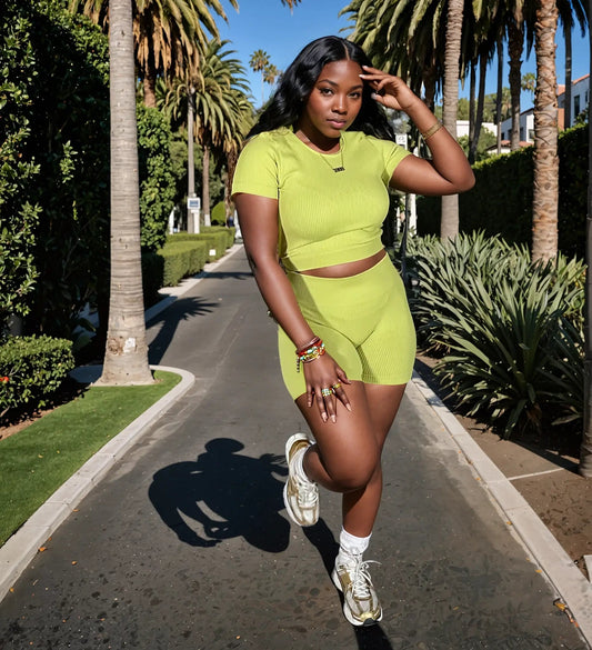 Out and About Short Set Lime - Shop NSJ Collection